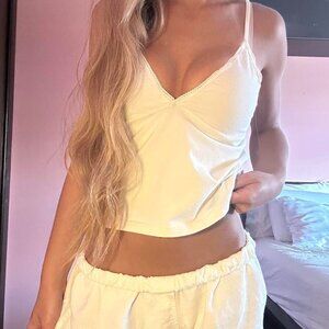 Brandy Melville Women's White and Cream Shirt